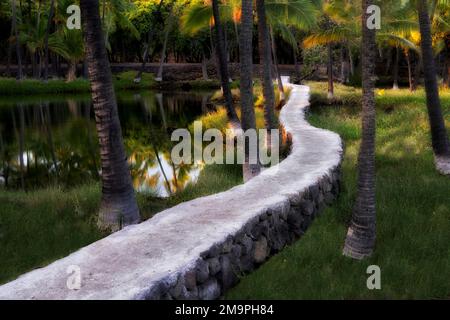 Antichi stagni di pesce hawaiano - Kalahuipuaa. Hawaii la Grande Isola Foto Stock