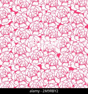 Modello vettoriale senza giunture con sfondo a fiori di rosa. Ornamento floreale disegnato a mano di fiori in stile schizzo. Utilizzabile per carta da imballaggio, copertine Illustrazione Vettoriale