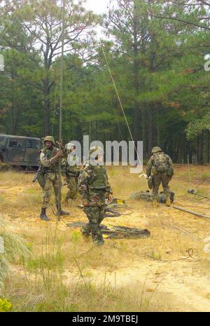 031015-M-9382M-029. Il personale USMC (US Marine Corps) con 10th Marines, 2nd Marine Division, ha istituito un sistema di comunicazione radio, durante l'esercizio ROLLING THUNDER 2003. Foto Stock