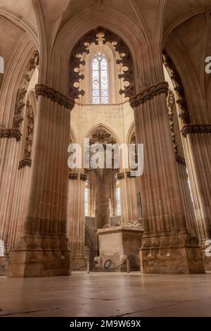 Batalha, Portogallo - 23 agosto 2022: Vista dell'interno della Cappella del Fondatore nel Monastero di Batalha o Monastero di Santa Maria da Vitória, Foto Stock