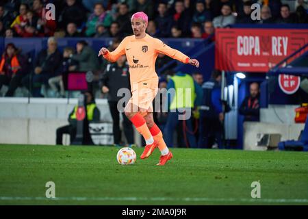 Valencia, Spagna. 18th Jan, 2023. Antoine Griezmann di Atletico de Madrid in azione durante il turno del 16 della Copa del Rey tra Levante UD e Atlético de Madrid a Estadi Ciutat de València. Punteggio finale; Levante 0:2 Atlético Madrid. Credit: SOPA Images Limited/Alamy Live News Foto Stock