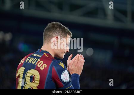 Valencia, Spagna. 18th Jan, 2023. Jorge de Frutos Sebastian di Levante UD visto durante il turno del 16 della Copa del Rey tra Levante UD e Atlético de Madrid a Estadi Ciutat de València. Punteggio finale; Levante 0:2 Atlético Madrid. (Foto di Vicente Vidal Fernandez/SOPA Images/Sipa USA) Credit: Sipa USA/Alamy Live News Foto Stock