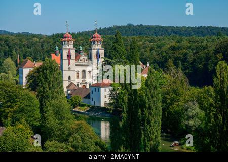 Ex monastero benedettino sull'Alto Reno, Rheinau, Canton Zurigo, Svizzera, Foto Stock