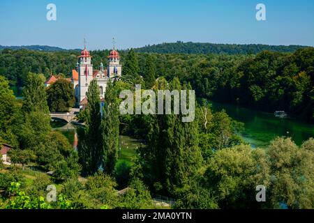 Ex monastero benedettino sull'Alto Reno, Rheinau, Canton Zurigo, Svizzera, Foto Stock