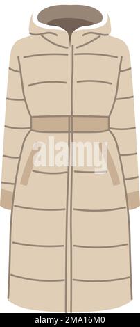 Abbigliamento invernale da donna, giacca lunga outerwear Illustrazione Vettoriale
