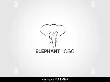 disegno elefante stile logo ispirazione design Illustrazione Vettoriale