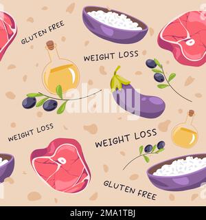 Prodotti senza glutine e dieta a perdita di peso Illustrazione Vettoriale