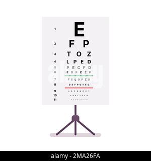 Tabella dei test oculari isolata su sfondo bianco. Tavolo oftalmico per esame visivo. Illustrazione vettoriale Illustrazione Vettoriale