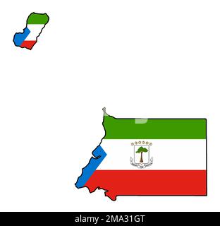 Guinea Equatoriale contorno della mappa della bandiera Foto Stock