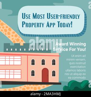 Property app, banner per applicazioni di facile utilizzo Illustrazione Vettoriale