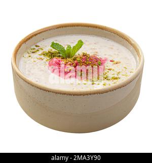 Porridge di cereali misto con sorbetto al mirtillo Foto Stock