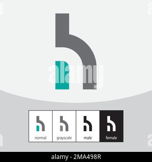 Logo lettera H. Grigio e blu. Vettore Illustrazione Vettoriale
