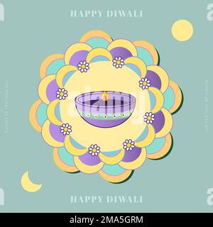 Happy Deepavali, la festa delle luci vettore di sfondo Illustrazione Vettoriale