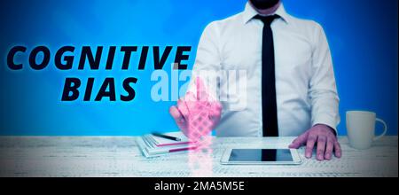 Scrittura che mostra il bias cognitivo del testo. Concetto di business trattamento psicologico per i disturbi mentali Foto Stock