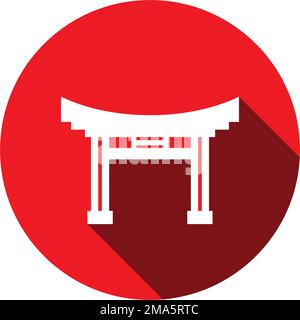 Torii Gate Icon,Symbol of Japanese Civilization, modello di disegno di illustrazione vettoriale Illustrazione Vettoriale