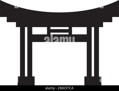 Torii Gate Icon,Symbol of Japanese Civilization, modello di disegno di illustrazione vettoriale Illustrazione Vettoriale