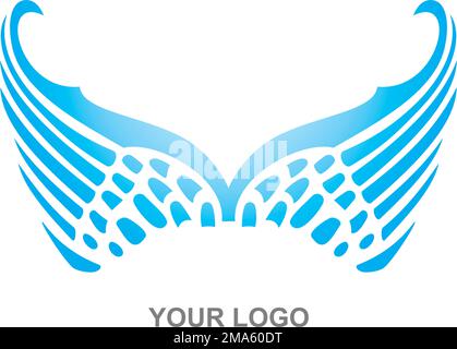 logo blu con ali d'angelo Illustrazione Vettoriale