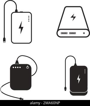 illustrazione dell'icona del power bank, dispositivo di ricarica portatile, vector eps 10 Illustrazione Vettoriale