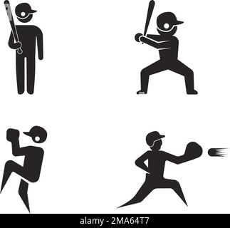Baseball icona vettore illustrazione logo modello di disegno Illustrazione Vettoriale
