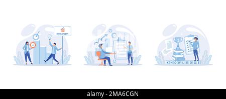 Aiuto nello sviluppo professionale. Programma di formazione qualificato per i dipendenti. Apprendimento per lo sviluppo e la crescita del software. Gestione agile dei progetti DevOps t Illustrazione Vettoriale