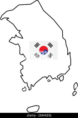 disegno simbolo illustrazione vettoriale icona della mappa della corea del sud Illustrazione Vettoriale