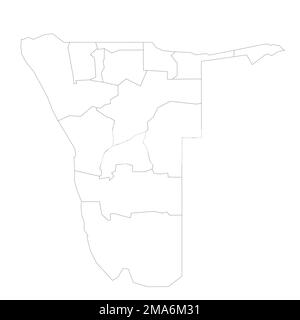 Namibia mappa politica delle divisioni amministrative Illustrazione Vettoriale