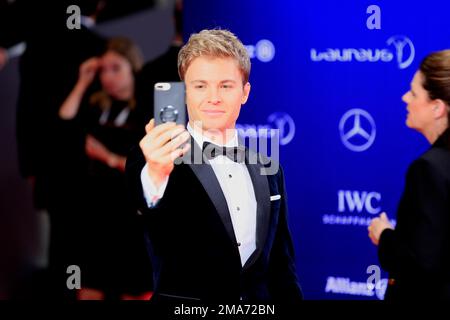 Campione del mondo di Formula 1 Nico Rosberg, vincitore del premio 2017 Laureus World Sports Awards, Monaco, Sporting Monte-Carlo, Red Carpet Foto Stock