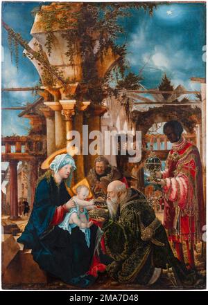 Albrecht Altdorfer, Adorazione dei Magi, pittura in mezzi misti su legno di calcari, 1530-1535 Foto Stock