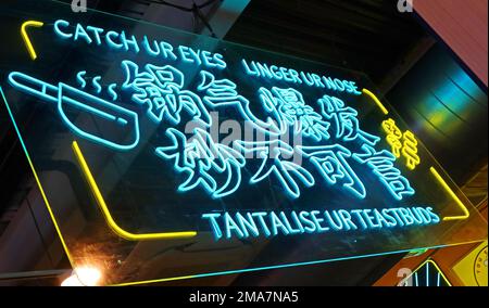 Food Market neon, 85-97 Renshaw Street, Liverpool, Merseyside, Inghilterra, Regno Unito, L1 2SP - asiatico-sala del cibo a tema Foto Stock