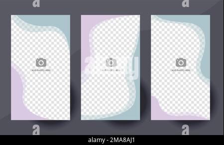 Modelli di storie per social media o banner. Modelli verticali con una posizione per un'immagine. Illustrazione vettoriale Illustrazione Vettoriale