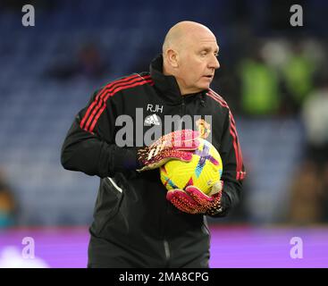 Londra INGHILTERRA - Gennaio 18: Allenatore senior di portiere Richard Hartis del Manchester United durante la partita di calcio della Premier League inglese tra Crystal P Foto Stock