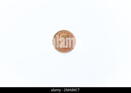 Inglese halfpenny. Denaro corrente nel Regno Unito Foto Stock