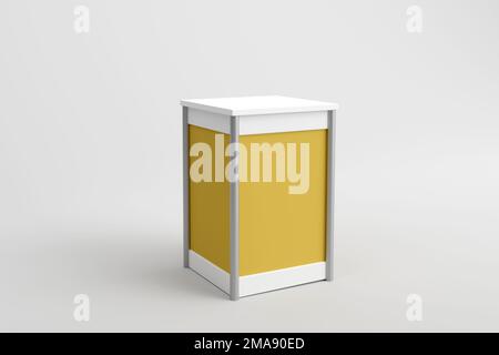 Banco promozione, stand Retail Trade isolato su sfondo bianco. Modello mockup per il tuo progetto. illustrazione 3d. Foto Stock