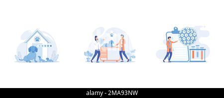 Concetto astratto del randello di razza, concetto astratto della clinica di Vet, concetto astratto del test di HPV, illustrazione moderna del vettore piatto dell'insieme Illustrazione Vettoriale