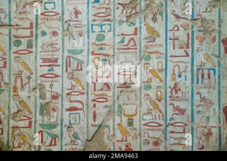 Hieroglyphen, Grab des Wesir Rechmire, TT100, Gräber der Noblen, Theben-West, Ägypten Foto Stock