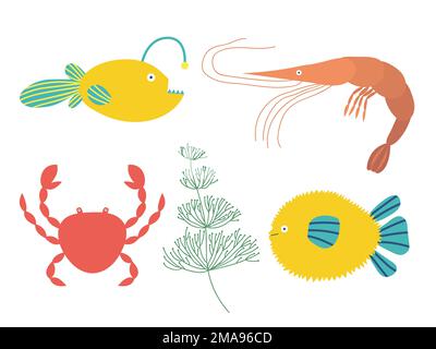 Gli animali del mare impostato Illustrazione Vettoriale