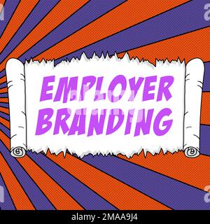 Firma di scrittura a mano Marcare a caldo del datore di lavoro. Processo del concetto del Internet di promozione di un'azienda che costruisca la reputazione Foto Stock
