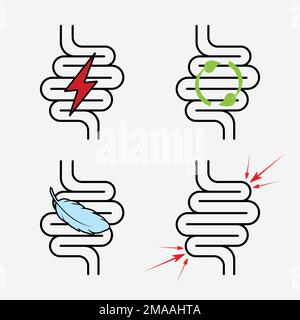 Disturbi gonfiore addominale set Illustrazione Vettoriale
