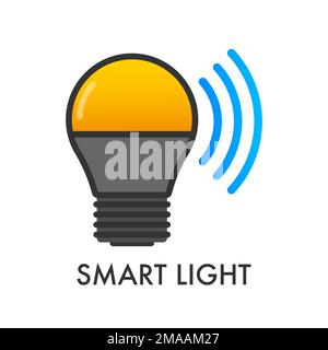 Lampadina. Icona Smart Light. Tecnologia di comunicazione wireless. Illustrazione del vettore. Illustrazione Vettoriale