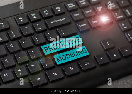 Visualizzazione concettuale modellazione predittiva. Strategia di manutenzione del concetto aziendale basata sull'analisi predittiva Foto Stock