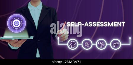 Scrittura con testo di autovalutazione. Vetrina di affari orgoglio e fiducia in se stessi stand up per te Foto Stock