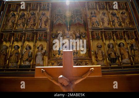 03.06.2016, Germania, Meclemburgo-Pomerania occidentale, Malchin - altare di Maria del 15th ° secolo nel San evangelico Johanniskirche Malchin. 00A16060 Foto Stock