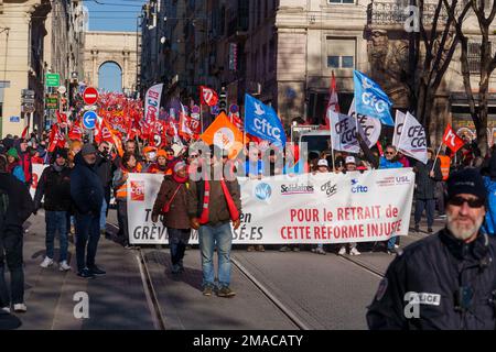 Gredab / le Pictorium - manifestazione contro la riforma delle pensioni - 19/1/2023 - Francia / Bouches-du-Rhone / Marsiglia - manifestazione contro la riforma delle pensioni a Marsiglia chiamata da tutti i sindacati. Foto Stock