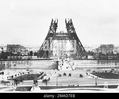 Pierre Petit - edificio della Torre Eiffel - 1888 - Torre Eiffel in costruzione Foto Stock