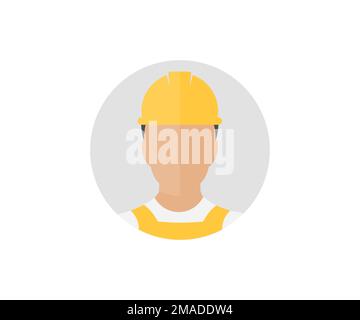 Lavoratore di costruzione in icona uniforme, costruttore costruzione lavoratore logo design. Uomo, persona Profilo Avatar con casco duro e giacca, civilworker. Illustrazione Vettoriale