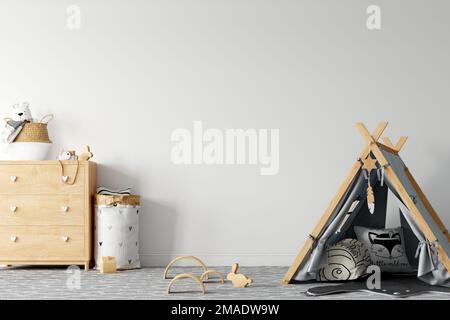 mockup dalla stanza interna del bambino con lo sfondo colorato Foto Stock