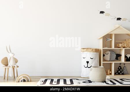 mockup dalla stanza interna del bambino con lo sfondo colorato Foto Stock