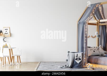 mockup dalla stanza interna del bambino con lo sfondo colorato Foto Stock