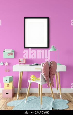 mockup dalla stanza interna del bambino con lo sfondo colorato Foto Stock