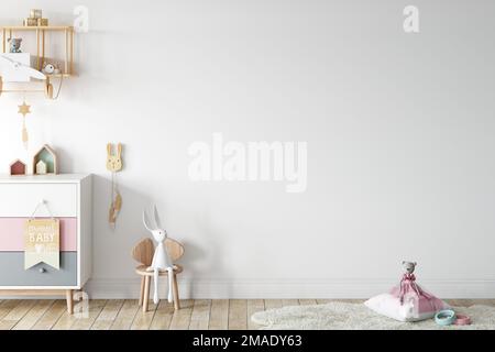 mockup dalla stanza interna del bambino con lo sfondo colorato Foto Stock